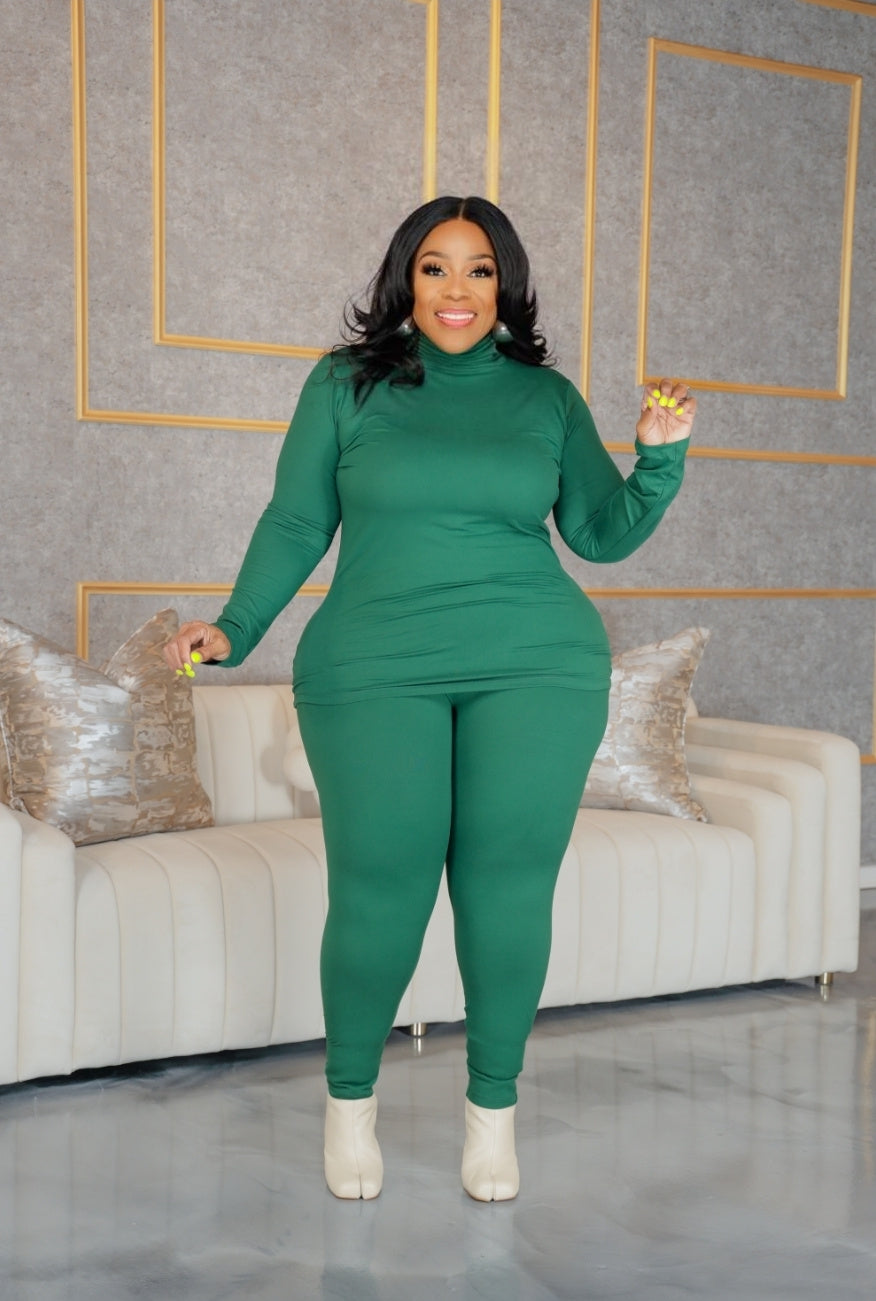 Green Comfy Turtleneck Set