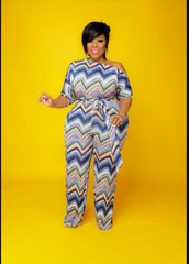 Blue Zig-Zag Jumpsuit