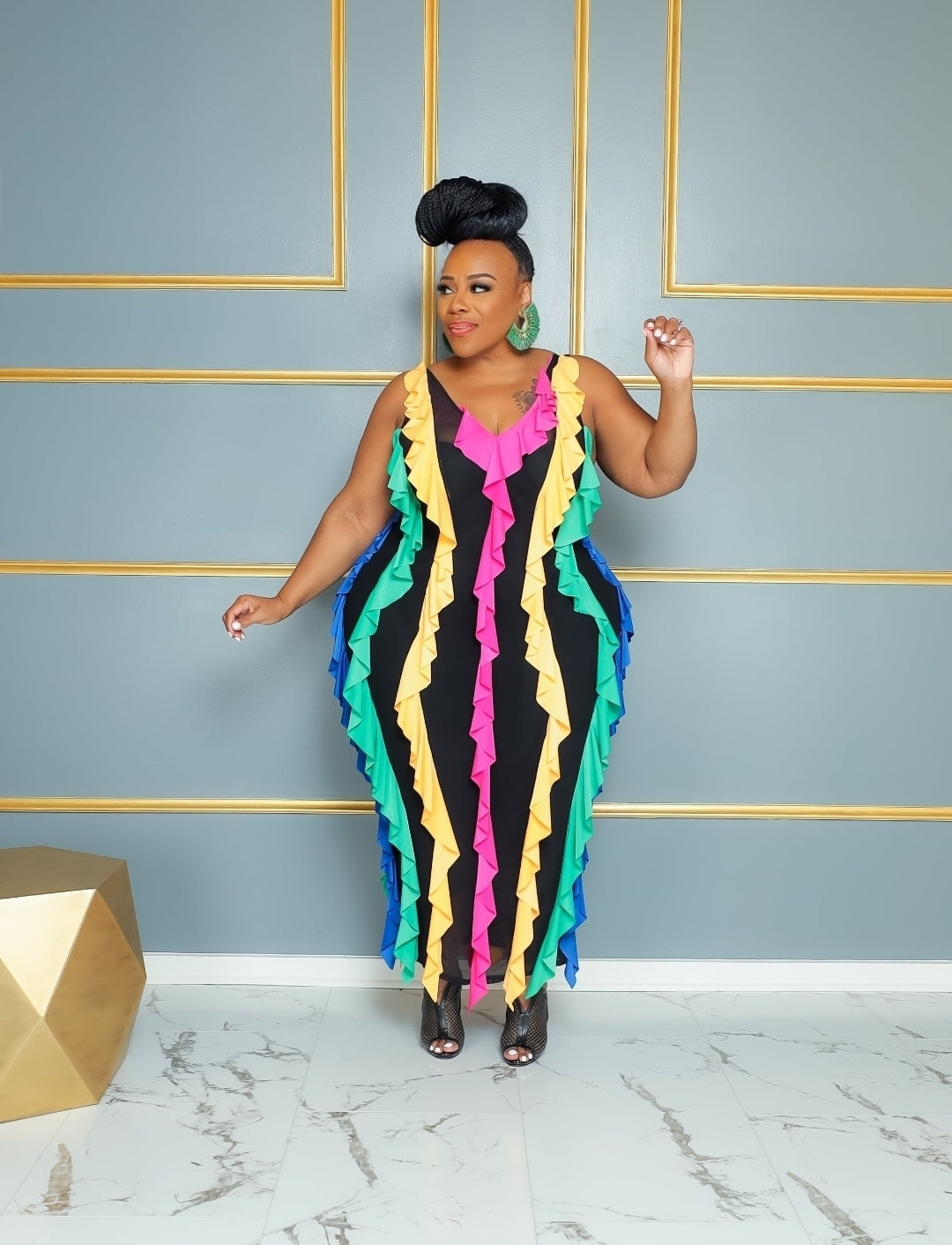 Colorful Ruffle Dress