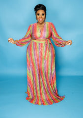 Pink & Green Skirt Set