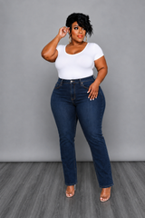 Dark Blue Hi Waist Jeans