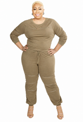 Green Zipper Jogger Set