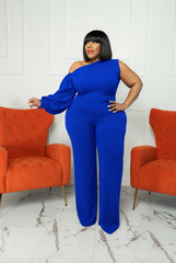 Royal Blue Unbalanced Jumpsuit