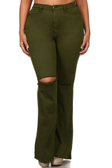 Olive Green Flare Jeans