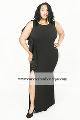 Black Amy Split Gown