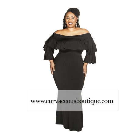 Black Ruffle Shoulder Dress