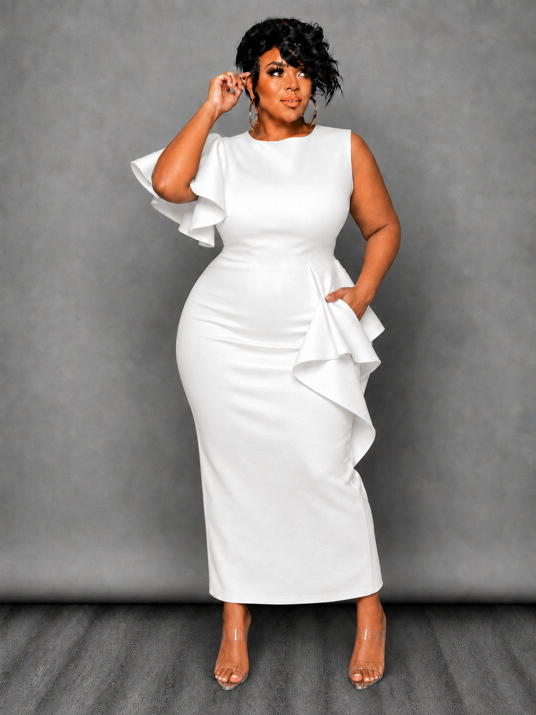 Off White Ruffle Dress