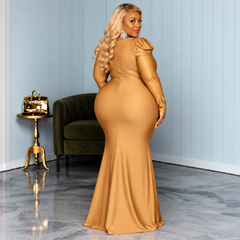 Gold Twisted By The Waist Gown