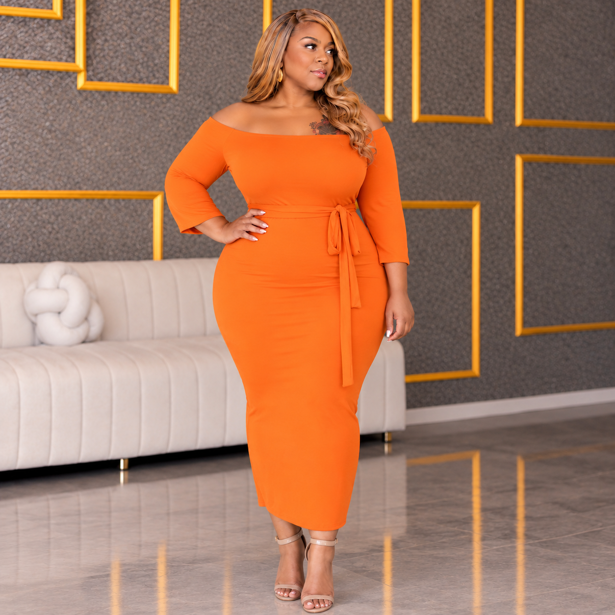 Orange Body-con Dress