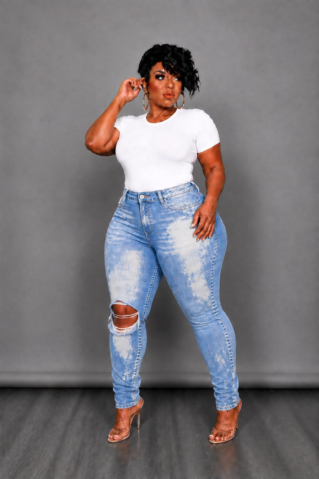 Bleach Open Knee Jeans