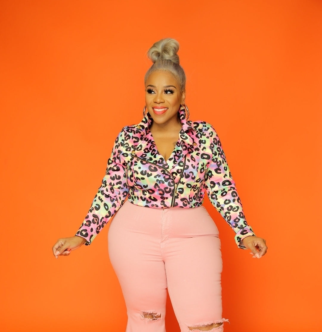 Pink Print Motto Jacket