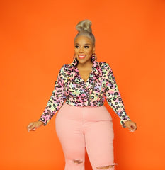 Pink Print Motto Jacket