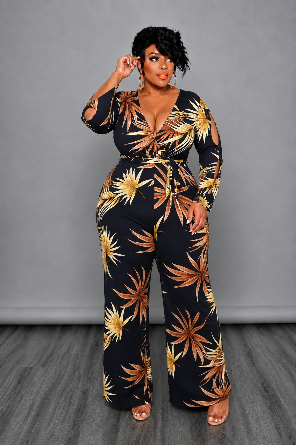 Navy Floral Jumpsuit