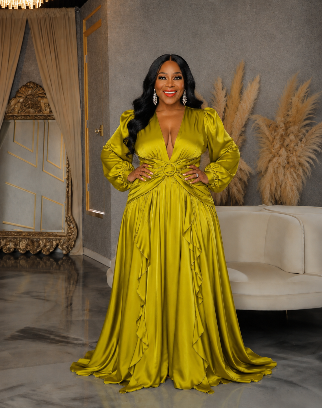 Apple Green Satin Dress