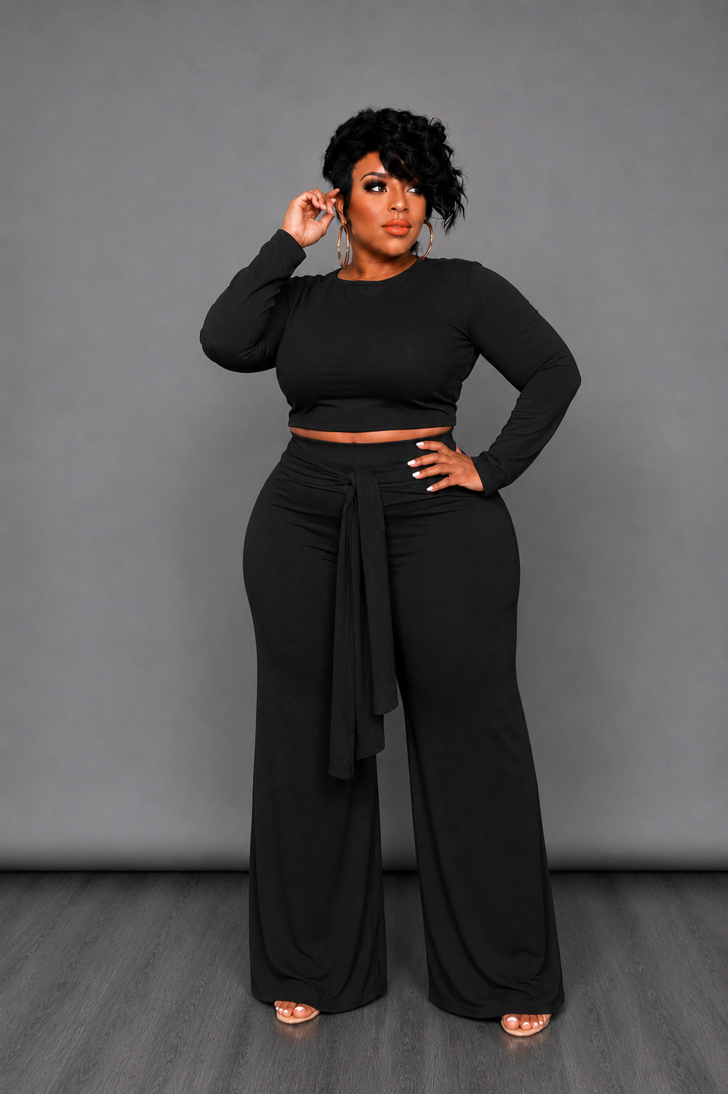 Black Tie Waist Set