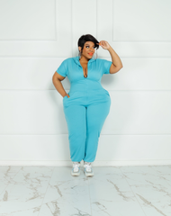 Turquoise Hoodie Jumpsuit
