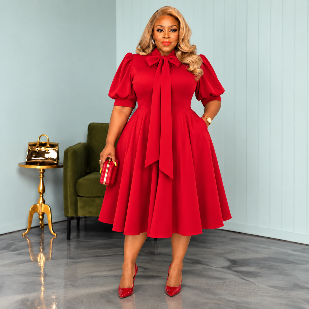 Red Bre Bow Dress