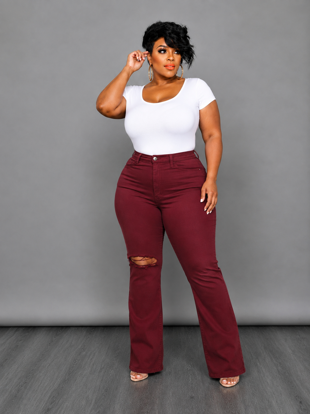 Burgundy Flare Jeans