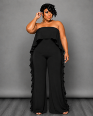 Black Side Ruffle Jumpsuit