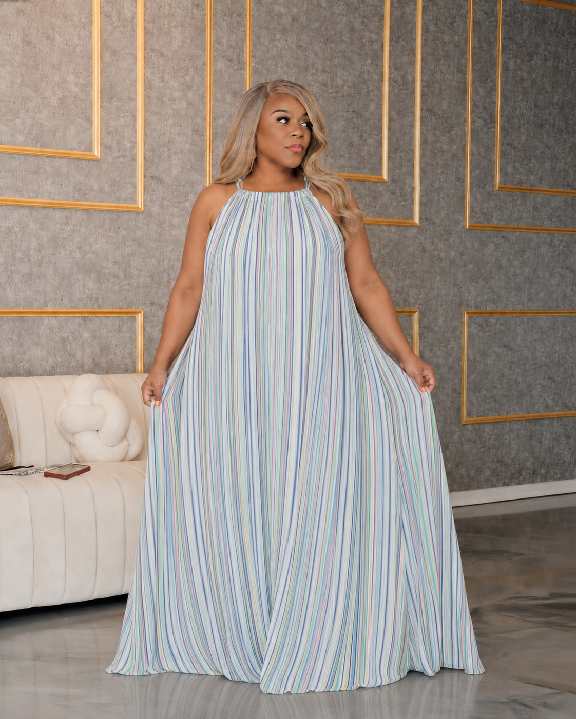 Green Stripe Maxi Dress