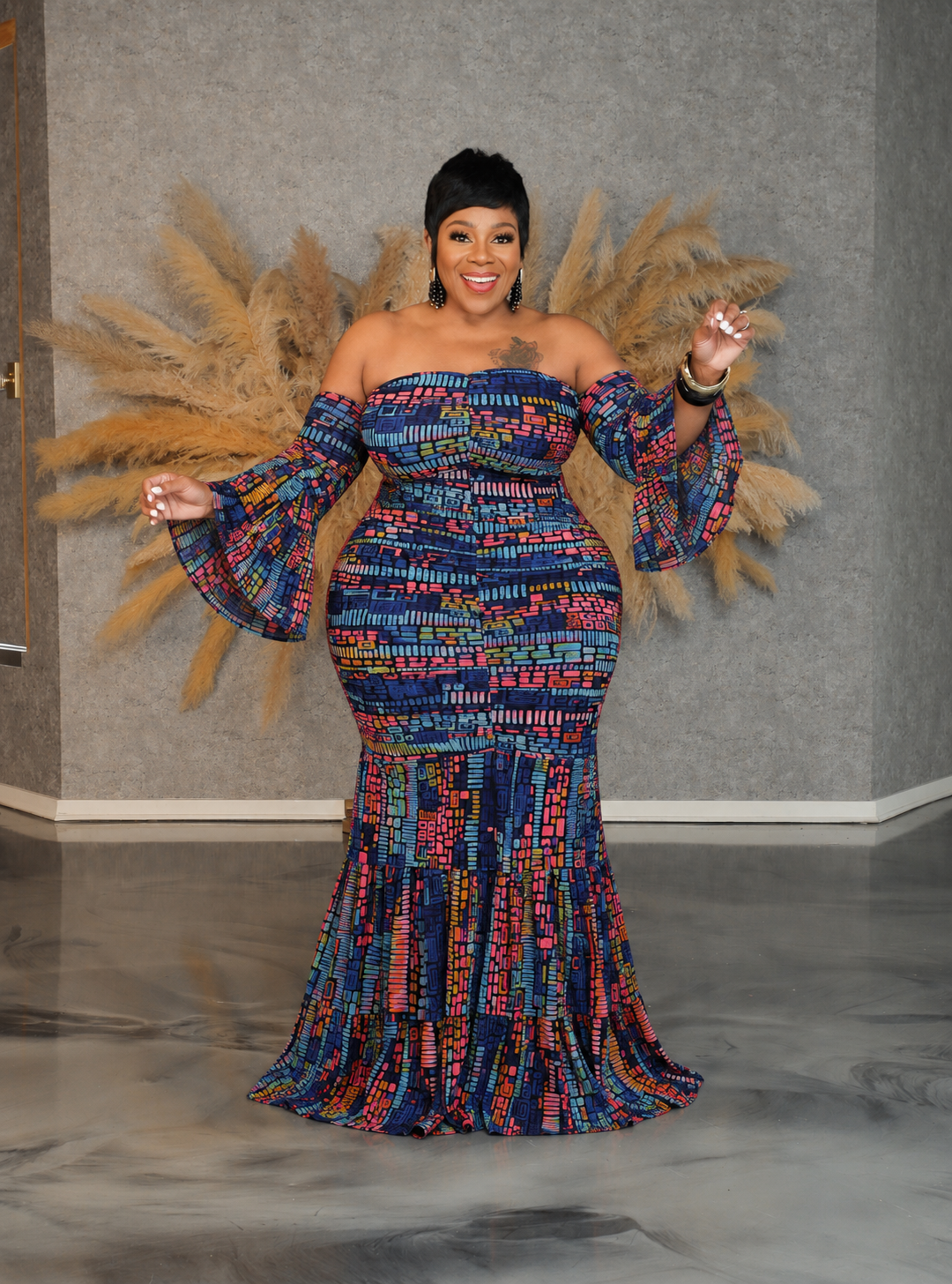 Kelly Print Ruch Dress