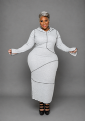 Grey Sporty Hoodie Dress