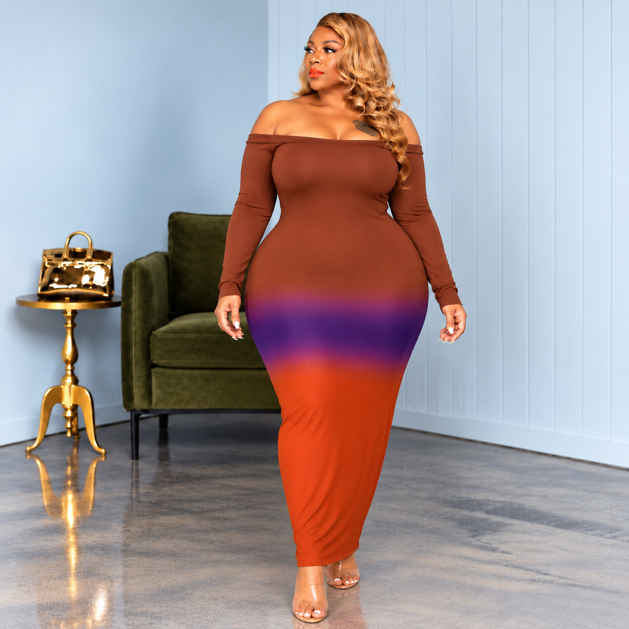 Brown Ombre Maxi Dress