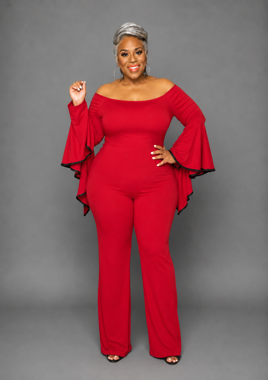 Red Flutter Sleeve Jumpsuit