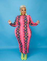 Pink Snake Print Dress