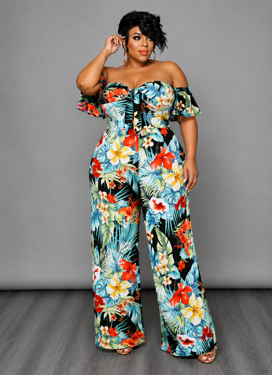 Aqua Floral Jumpsuit