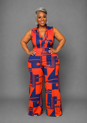 Orange Abstract Jumpsuit