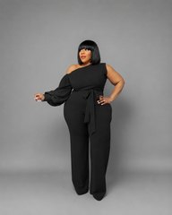 Black Off Unbalance Jumpsuit