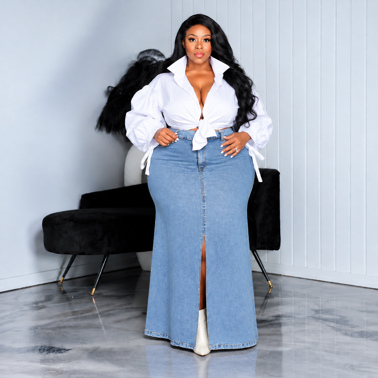 Cassy Denim Maxi Skirt