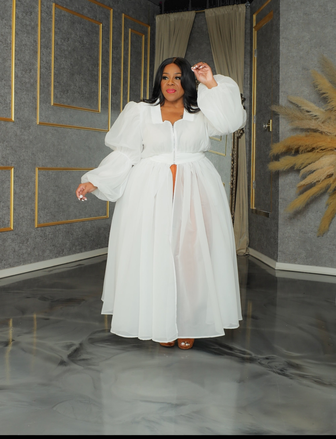 Ivory Chiffon Maxi Top