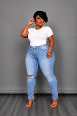 One Knee Ripped Jeans