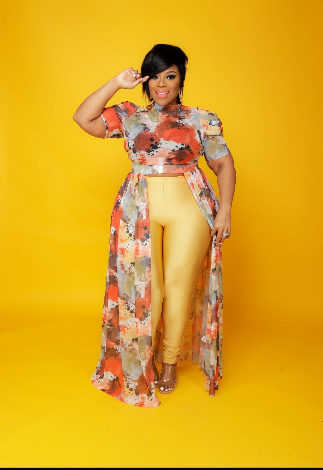 Orange Print Maxi Top