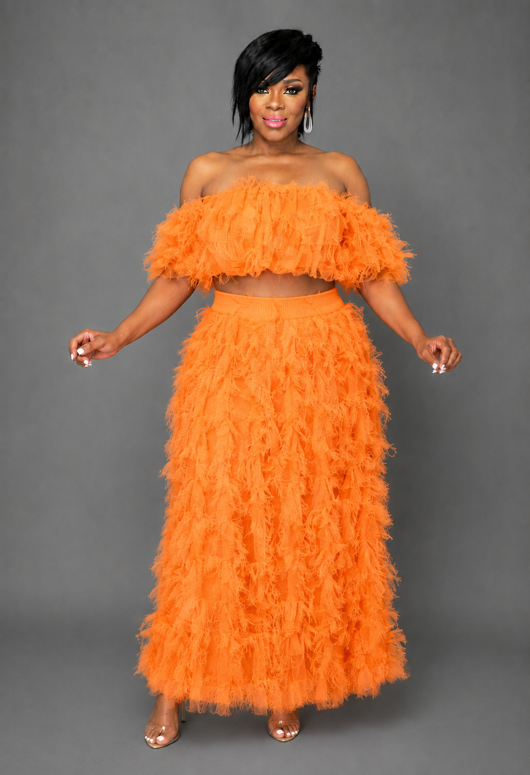 Orange Skirt Set