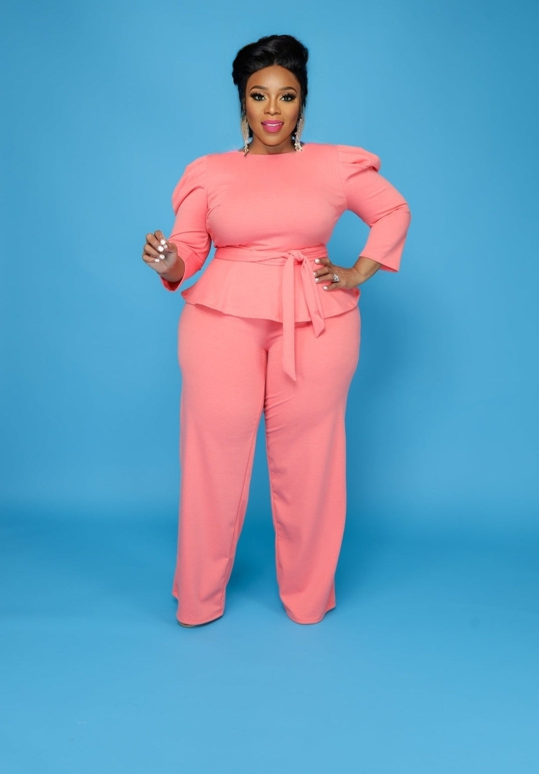 Coral Peplum Set