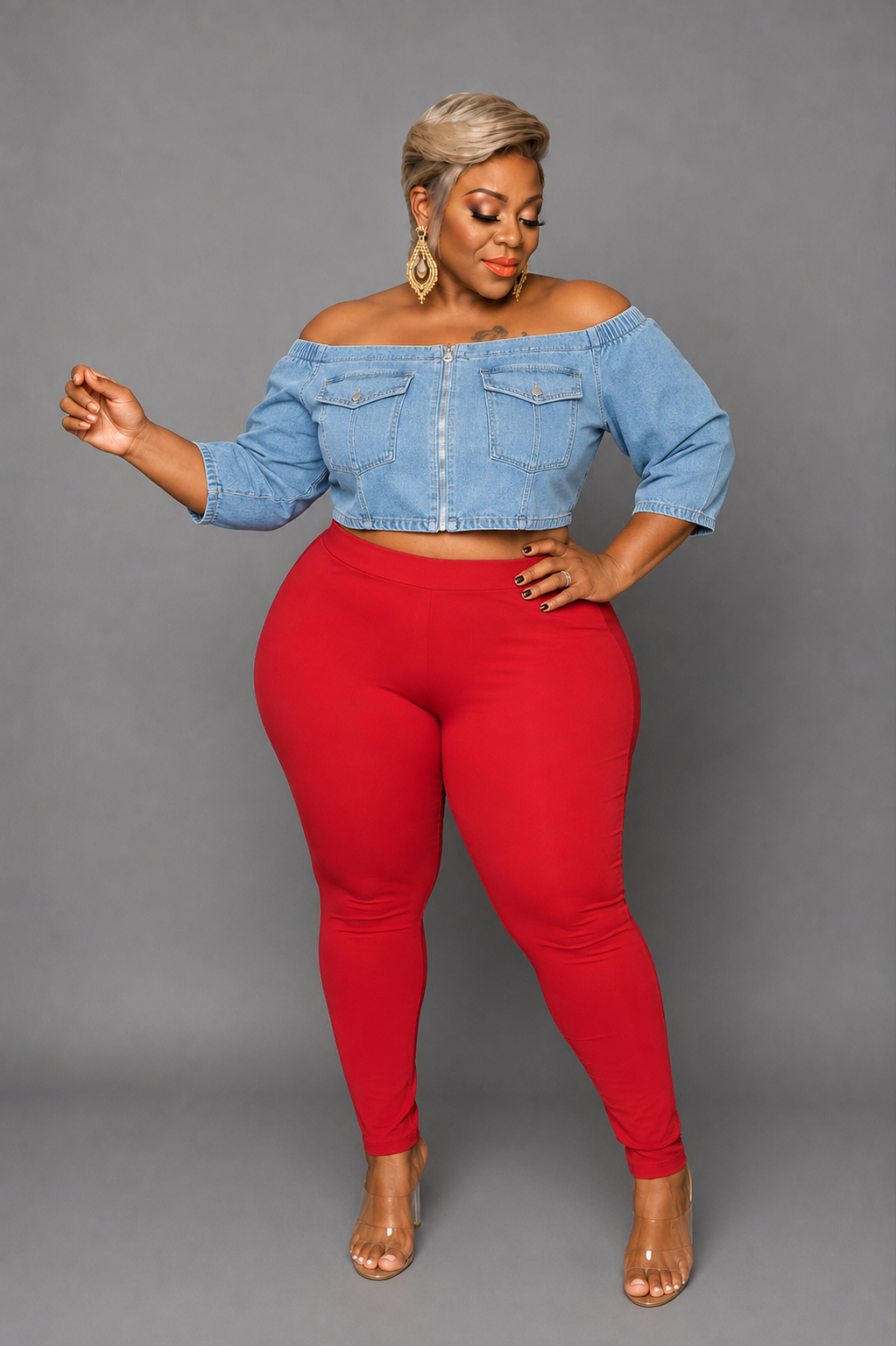 Blue Off Shoulder Jacket