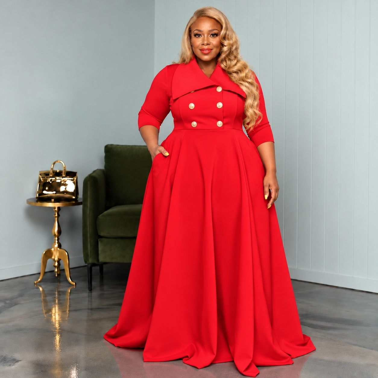Red Bethany Coat Dress