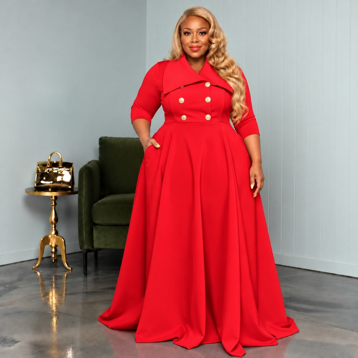 Red Bethany Coat Dress