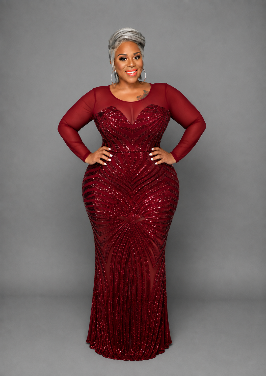 Burgundy Haley Sequin Gown