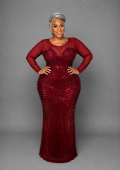 Burgundy Haley Sequin Gown