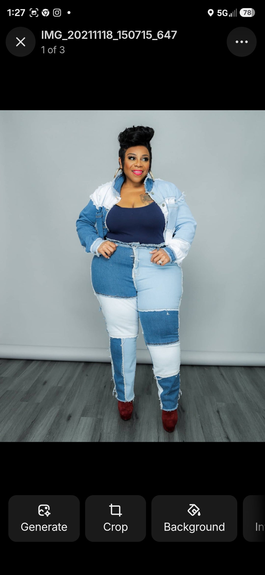Patchwork Denim Set
