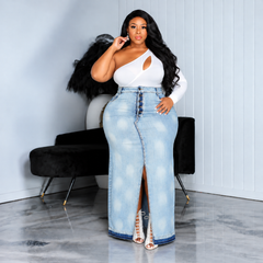 Easily Spotted Denim Skirt
