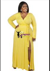 Yellow Wrap Maxi Dress