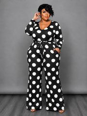 Polka Dot Belt Jumpsuit