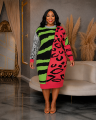 Green Mix Sweater Dress