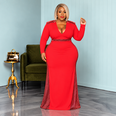 Red Glam Side Gown