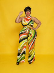 Green Print Jumpsuit
